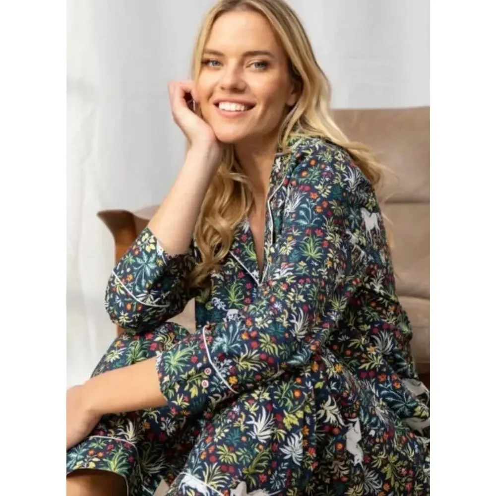 Printfresh Unicorn's Garden Printed Navy Blue Pajama Pants Size XL - Picture 2 of 8